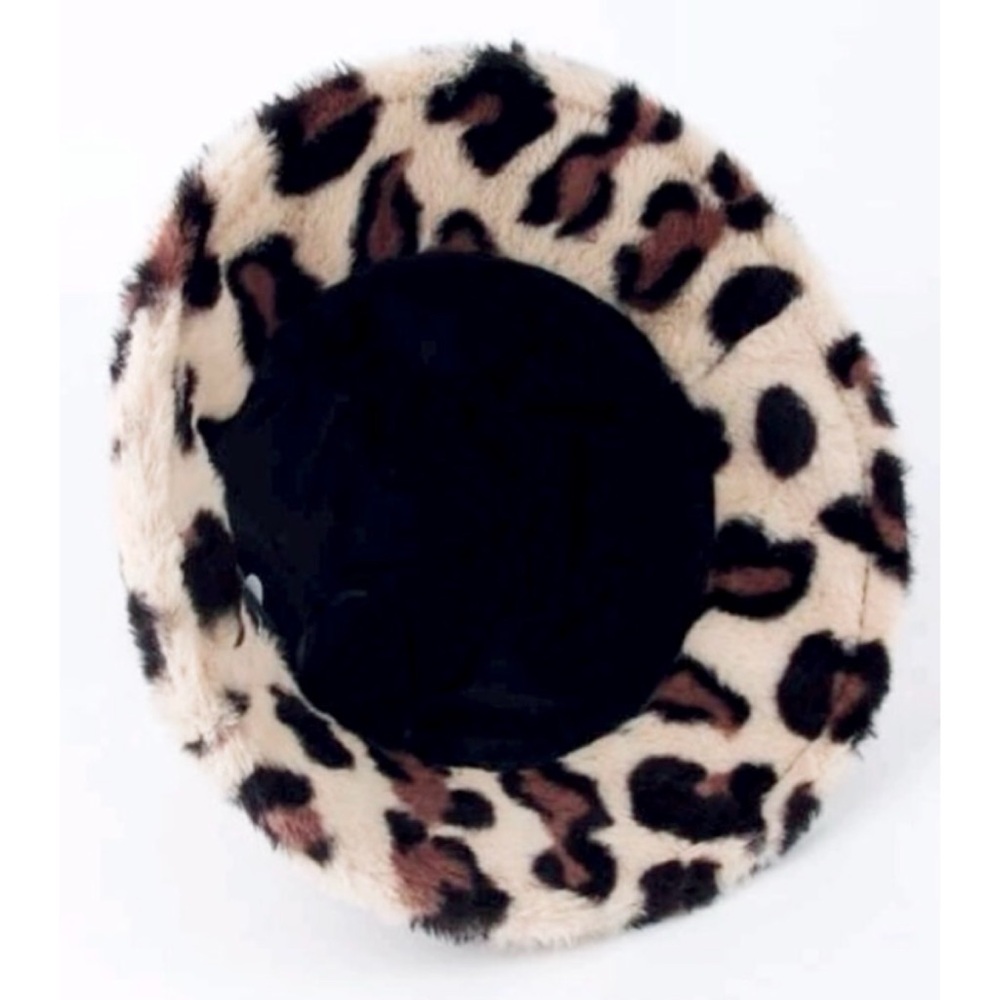 BADGLEY MISCHKA • Leopard Print Faux Fur Bucket Hat - Picture 2 of 11
